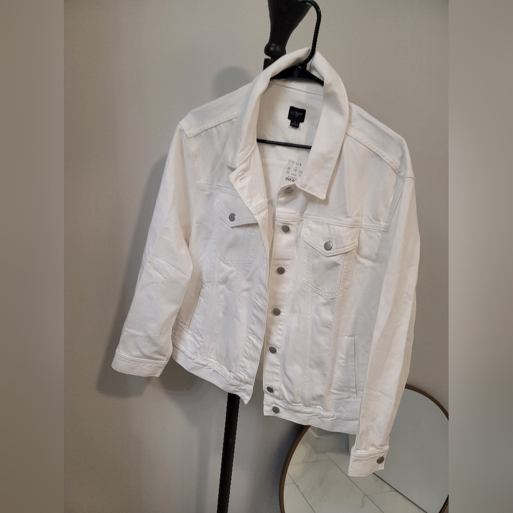 J.Crew White Denim Jacket Size Large New NWT - Picture 2 of 7